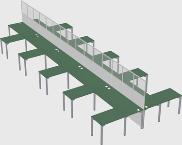 Shared l-shape cubicle