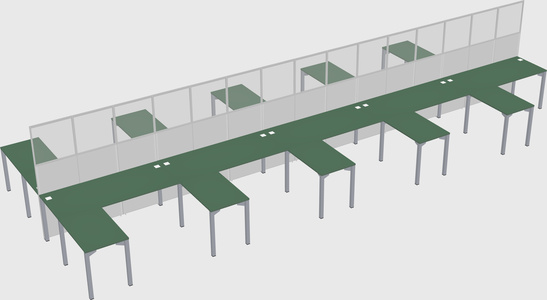 Shared l-shape cubicle