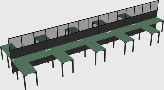 Shared l-shape cubicle