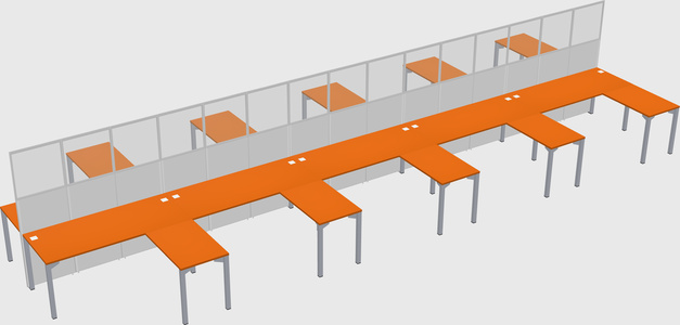Shared l-shape cubicle