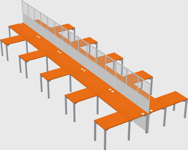 Shared l-shape cubicle