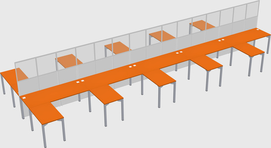 Shared l-shape cubicle