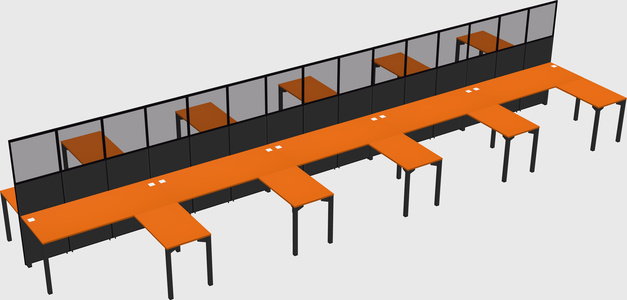 Shared l-shape cubicle