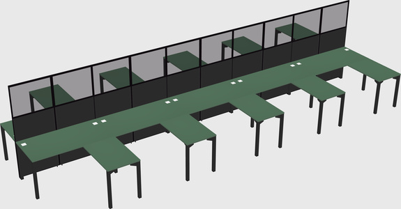 Shared l-shape cubicle
