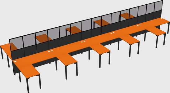 Shared l-shape cubicle