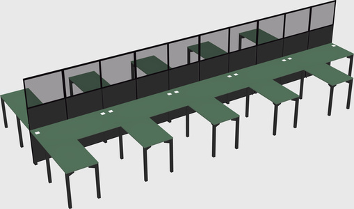 Shared l-shape cubicle