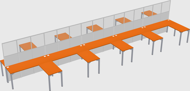 Shared l-shape cubicle