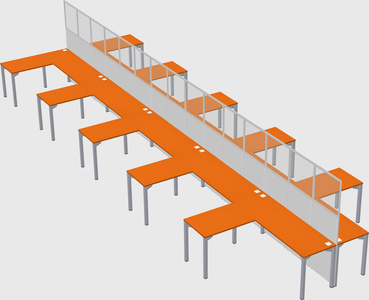 Shared l-shape cubicle