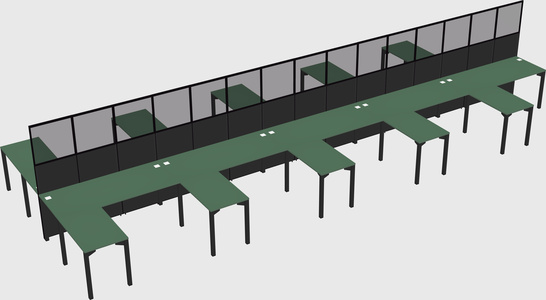 Shared l-shape cubicle