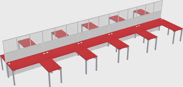 Shared l-shape cubicle