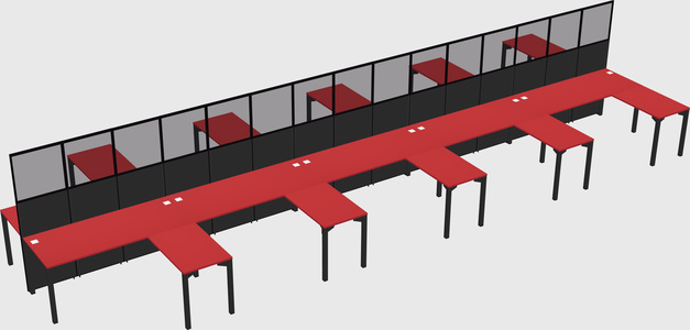 Shared l-shape cubicle
