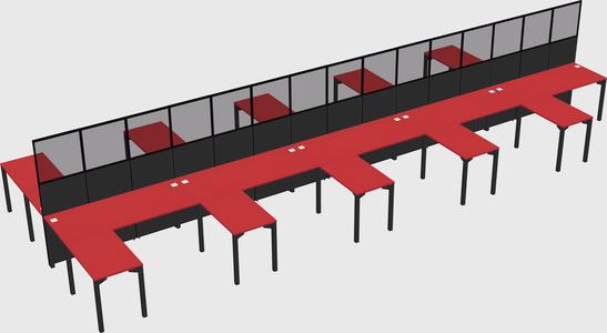 Shared l-shape cubicle