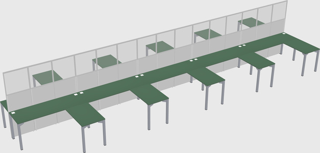 Shared l-shape cubicle