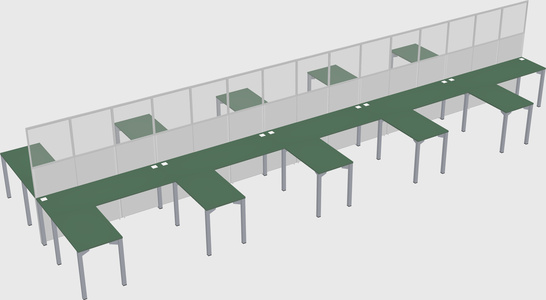Shared l-shape cubicle