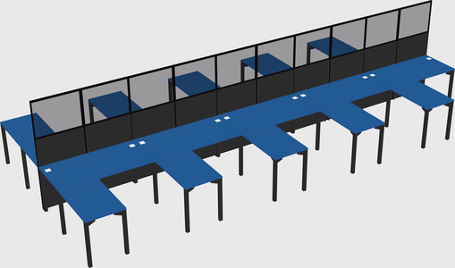 Shared l-shape cubicle