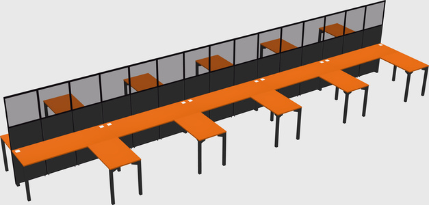 Shared l-shape cubicle