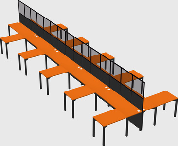 Shared l-shape cubicle