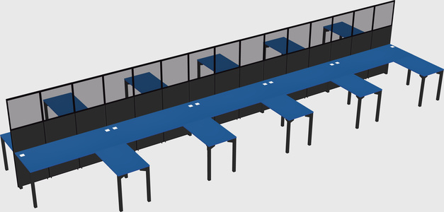 Shared l-shape cubicle
