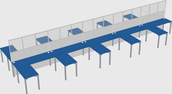 Shared l-shape cubicle