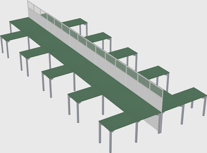 Shared l-shape cubicle
