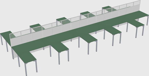 Shared l-shape cubicle