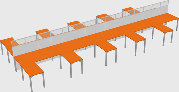 Shared l-shape cubicle