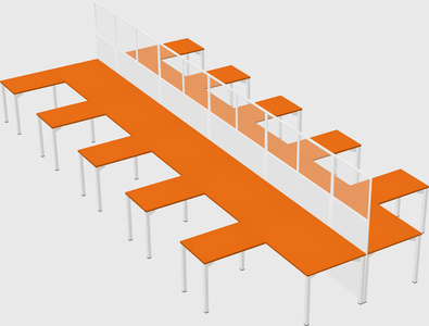 Shared l-shape cubicle