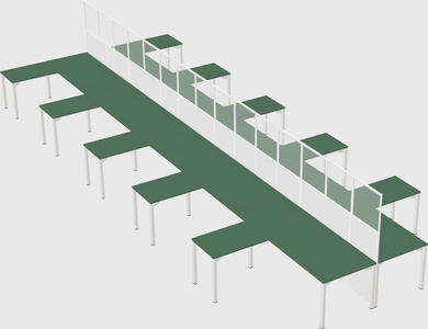 Shared l-shape cubicle