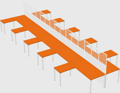 Shared l-shape cubicle