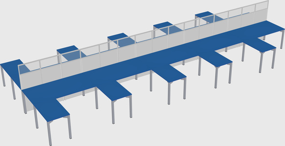 Shared l-shape cubicle