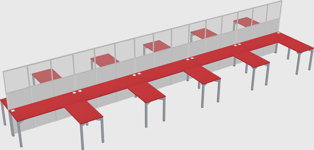 Shared l-shape cubicle