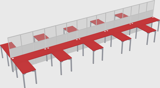 Shared l-shape cubicle