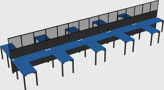 Shared l-shape cubicle