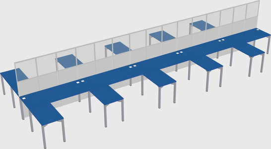 Shared l-shape cubicle