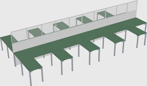Shared l-shape cubicle