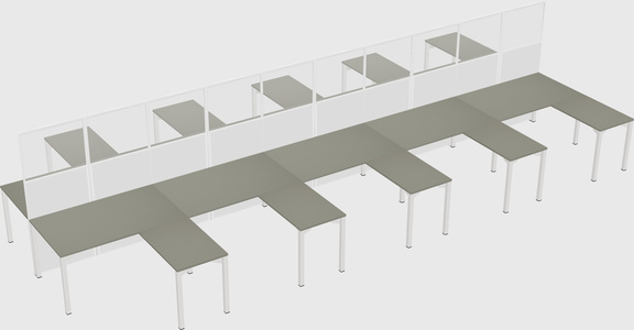 Shared l-shape cubicle