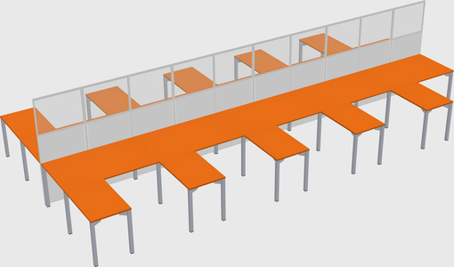 Shared l-shape cubicle