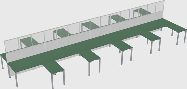 Shared l-shape cubicle