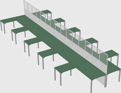 Shared l-shape cubicle