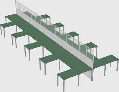 Shared l-shape cubicle