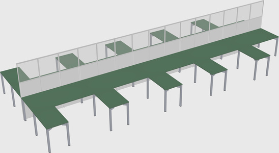 Shared l-shape cubicle
