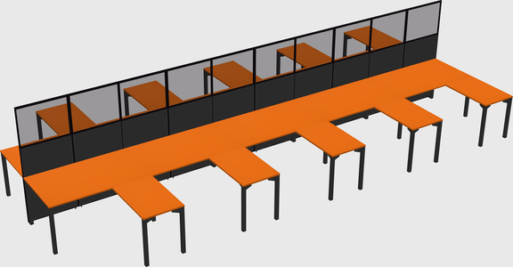 Shared l-shape cubicle