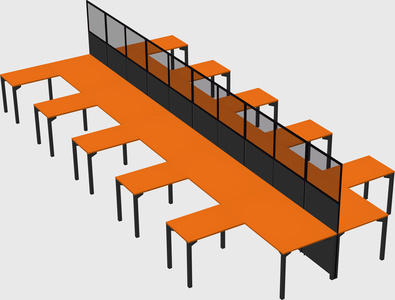 Shared l-shape cubicle