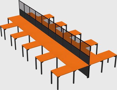 Shared l-shape cubicle
