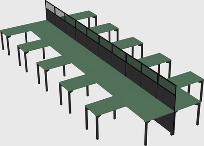 Shared l-shape cubicle