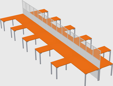 Shared l-shape cubicle