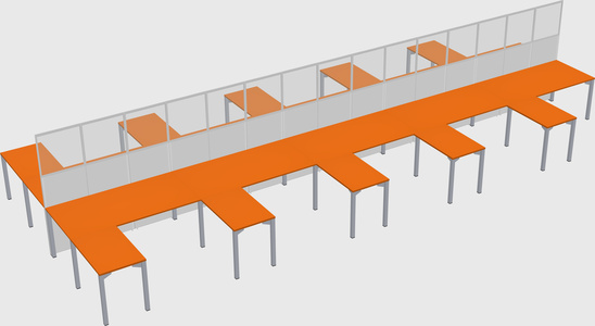 Shared l-shape cubicle