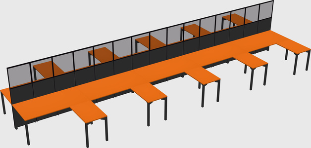 Shared l-shape cubicle