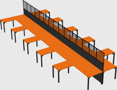 Shared l-shape cubicle