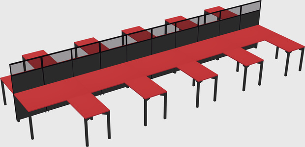 Shared l-shape cubicle